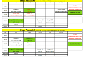 Planning des vacances de la Toussaint 2025