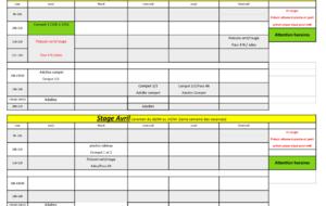 Planning des vacances d'avril