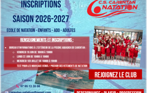 Inscriptions et réinscriptions saison 2026/2027