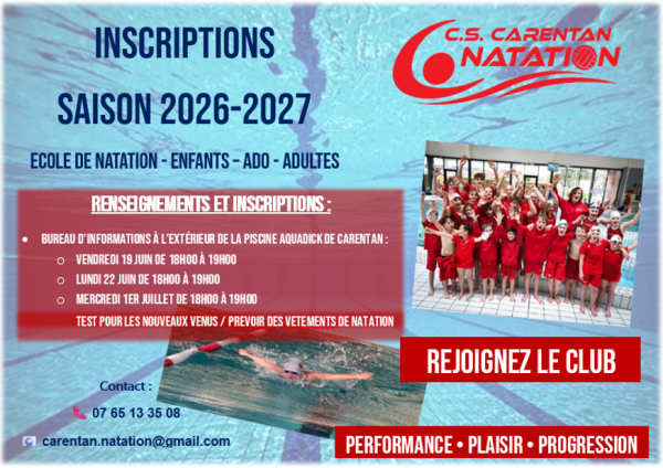 Inscriptions et réinscriptions saison 2026/2027