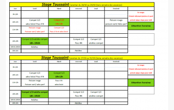 Planning des vacances de la Toussaint 2025
