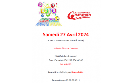 Loto du club samedi 27 avril