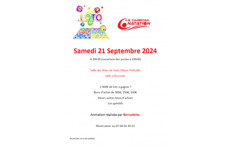 Loto du club samedi 21 septembre